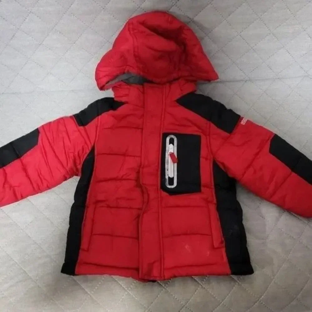 Oshkosh Fleece Lined Boys Winter Red/Black Coat Sz 4